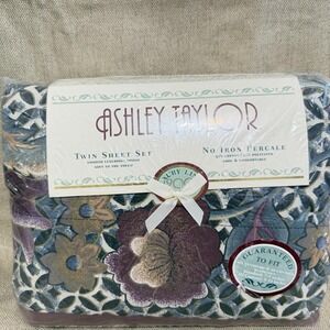 Vintage 90s Ashley Taylor Twin Sheet Set NOS Madera Floral Percale USA Westpoint